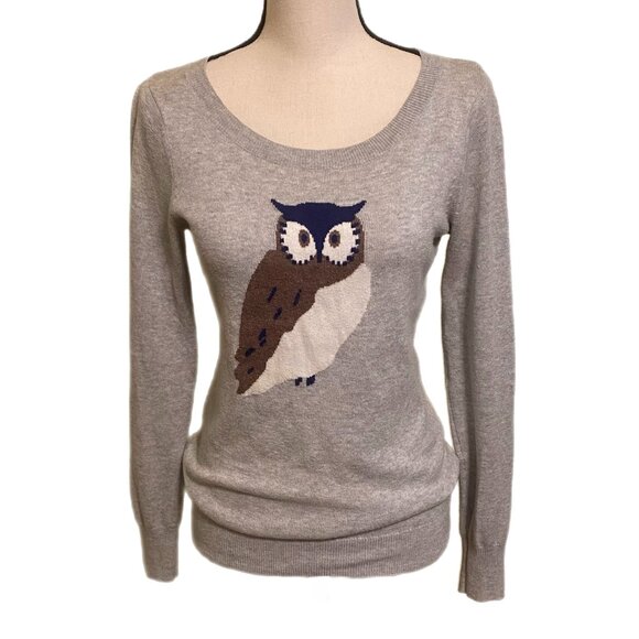 Old Navy Women's Long Sleeve Gray Sweater w/Owl Theme Size XS - Picture 1 of 8